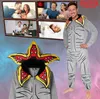 A collage showing a man wearing a Stranger Things Demogorgon costume onesie, with smaller inset images of people enjoying leisure activities. Náhľad obrázku produktu