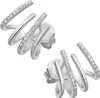 Two silver earrings with small clear stones, displayed on a white background. Voir les images du produit