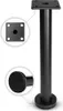 A black furniture leg with close-up views of the top mounting plate and the felt-covered bottom. Produktbild-Vorschau