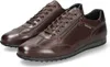 A pair of brown leather sneakers with a zipper on the side. Podgląd zdjęcia produktu