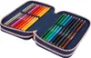 A blue pencil case filled with colored pencils, laid open on a white background. Náhled obrázku produktu