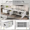 OKWISH Meuble TV - 2 Tiroirs, 2 Portes, 3 Espaces Ouverts Voir les images du produit 6