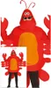 A person wearing a red lobster costume, shown in two different views. Produktbild-Vorschau