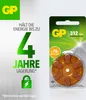 Marketing image for GP hearing aid batteries, highlighting long storage life and extra life. Náhled obrázku produktu