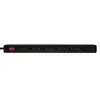 A black power strip with a red switch and multiple outlets is shown against a white background. Podgląd zdjęcia produktu