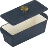 A blue cast iron loaf pan with a lid, shown from a slightly elevated angle. Produktbild-Vorschau