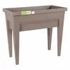 A taupe raised garden bed with four legs, shown against a white background. Voir les images du produit