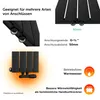 A collage of images and text describing the features of a black radiator. Produktbild-Vorschau