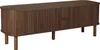 A dark wood effect TV cabinet with two doors and four legs, presented against a white background. Anteprima dell’immagine prodotto