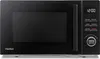 A black Medion microwave oven is shown from the front on a white background. Produktbild-Vorschau