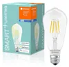 A product box for a smart LED light bulb, with a light bulb shown next to it. Produktbild-Vorschau