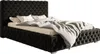 A black upholstered bed with a tufted headboard and footboard, shown with bedding. Náhled obrázku produktu