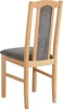 A single wooden chair with a gray upholstered seat and backrest, shown from the back. Voir les images du produit