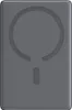 A close-up, top-down view of a gray magnetic wireless power bank. Produktbild-Vorschau