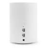 The back of a white cylindrical router or mesh system device. Produktbild-Vorschau