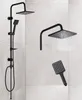 Schwarzes Duschsystem Set mit Kopf- & Handbrause Produktbild-Vorschau 1