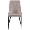 A beige upholstered chair with a diamond pattern on the back and black metal legs, shown from the front on a white background. Produktbild-Vorschau