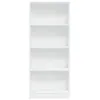 A tall, narrow, white, four-shelf bookcase is shown against a white background. Náhled obrázku produktu