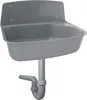A gray sink with plumbing attached, shown against a white background. Produktbild-Vorschau
