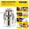 A collage of images showing a stainless steel alcohol distiller and various applications for distilled liquids. Náhled obrázku produktu