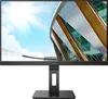 A black AOC computer monitor with a modern architectural image displayed on its screen, set against a light gray background. Produktbild-Vorschau