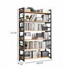 A tall, industrial-style bookshelf filled with books and decorative items, shown against a white background with dimensions indicated. Produktbild-Vorschau