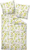 A flat lay of a bedding set with a lemon pattern. Produktbild-Vorschau