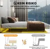 A bed with a mattress and bedding, with a scenic view of mountains and water in the background. The bottom of the image shows a comparison of bed leg designs. Náhled obrázku produktu