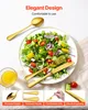 A close-up of a salad with cutlery, and a glass of juice, with text overlays highlighting product features. Náhľad obrázku produktu