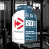 A Dymatize ISO 100 Hydrolyzed Whey Protein Isolate powder container is shown in a gym setting. Produktbild-Vorschau