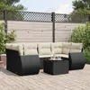 vidaXL 7-tlg. Garten-Sofagarnitur mit Kissen Schwarz Poly Produktbild-Vorschau 2