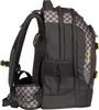 Side view of a black backpack with a checkered pattern. Produktbild-Vorschau