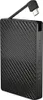 A black and gray carbon fiber patterned power bank with a USB-C cable attached. Produktbild-Vorschau