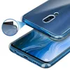 A close-up shot of a transparent blue phone case on a white background, with a magnified inset showing the case's fit on a phone's edge. Podgląd zdjęcia produktu