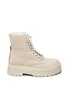 A single beige suede boot with laces and a thick sole is shown against a white background. Produktbild-Vorschau