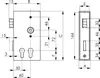 Technical drawing with dimensions of a lock mechanism. Produktbild-Vorschau