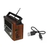 A vintage-style radio and a USB charging cable are displayed against a white background. Voir les images du produit