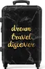 NoBoringSuitcases.com® Großer Koffer - Text - Reisen - Gold Produktbild-Vorschau 1
