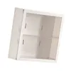 A white display case with two clear shelves, shown at an angle. Podgląd zdjęcia produktu