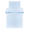 A light blue duvet cover and pillowcase set, neatly folded and presented against a white background. Produktbild-Vorschau
