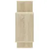 A close-up, front-facing view of a light brown wooden shelf unit against a white background. Produktbild-Vorschau