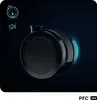 Close-up of a black rolling caster with a blue glowing accent on a dark background. Anteprima dell’immagine prodotto