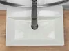 A top-down view of a white rectangular sink with a dark gray faucet. Náhľad obrázku produktu