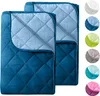 A collage of product images showing different color options of a quilted blanket. Produktbild-Vorschau