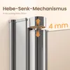 Close-up of a shower door hinge mechanism, illustrating its lifting and lowering function. Podgląd zdjęcia produktu