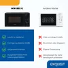 A comparison image showing two microwaves, one labeled 'MW 802 G' and the other 'Andere Marke' (Other Brand). The left side highlights positive features of the MW 802 G with checkmarks, while the right side lists negative aspects of other brands with cross Produktbild-Vorschau