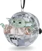 A decorative ornament of Grogu (Baby Yoda) from Star Wars, encased in a faceted crystal sphere. Produktbild-Vorschau