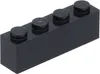 A single black LEGO brick with four studs on top, isolated on a white background. Podgląd zdjęcia produktu