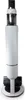 A studio shot of a white and black stick vacuum cleaner against a white background. Voir les images du produit