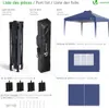 A part list for a pop-up gazebo, showing various components and accessories. Produktbild-Vorschau